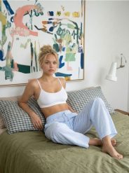 Spodnie od piżamy w paski - błękitny. Niebieskie piżamy damskie Sinsay, l, bez wzorów, bez ramiączek. Za 25.99 zł.