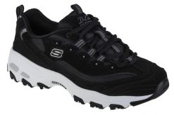 Buty sportowe Sneakersy damskie, Skechers D Lites-Biggest Fan. Czarne obuwie sportowe damskie Skechers, bez wzorów, z materiału, trekkingowe. Za 299.99 zł.