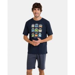 Piżama męska rozm. S P 241310 krótki rękaw Marino. Niebieskie piżamy męskie Massana Homewear, m, bez wzorów, z bawełny, bez ramiączek, krótkie. Za 234.00 zł.