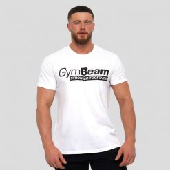 Koszulka męska regular fit z krótkim rękawem Stronger Together. Białe koszulki sportowe męskie GYMBEAM, m, bez wzorów, z bawełny, bez kołnierzyka, bez ramiączek, na fitness i siłownię. Za 55.90 zł.