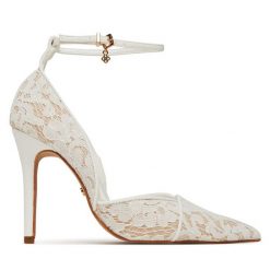 Szpilki DeeZee. Białe szpilki damskie DeeZee, bez wzorów, bez obcasa, bez zapięcia. Za 159.99 zł.