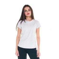Damska koszulka Cristal Shine. Białe t-shirty damskie LEONE 1947 APPAREL, bez wzorów, sportowe, bez kołnierzyka. Za 84.16 zł.