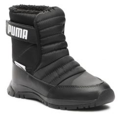 Śniegowce Puma. Czarne buty zimowe chłopięce Puma, bez wzorów, bez zapięcia. Za 339.99 zł.