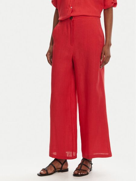 Marella Kuloty Silvana 2515131022 Czerwony Regular Fit. Czerwone spodnie materiałowe damskie Marella, bez wzorów, ze lnu. Za 409.99 zł.