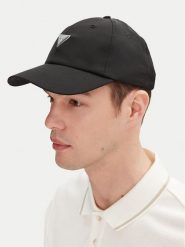 Guess Czapka z daszkiem M4BZ23 WGJP2 Czarny. Czarne rękawiczki męskie Guess, z aplikacjami, z materiału. Za 99.99 zł.