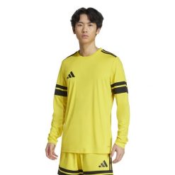 Dżersej z długim rękawem adidas Squadra25. Czarne koszulki sportowe męskie Adidas, bez wzorów, z dżerseju, bez kołnierzyka, bez ramiączek, do piłki nożnej. Za 85.99 zł.