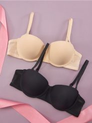 Biustonosze 2 pack - kremowy. Białe biustonosze Sinsay, bez wzorów, z materiału. W wyprzedaży za 19.99 zł.