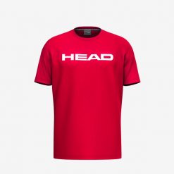 Koszulka z krótkim rękawem męska CLUB BASIC. Czerwone koszulki sportowe męskie Head, m, bez wzorów, bez kołnierzyka, bez ramiączek. W wyprzedaży za 59.50 zł.