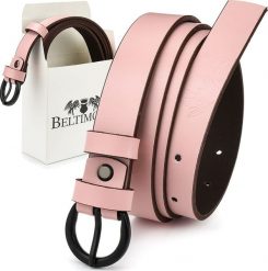 Beltimore Beltimore skórzany damski pasek czarny 2,5 cm jasny róż A62. Czarne paski damskie Beltimore, bez wzorów. Za 52.79 zł.