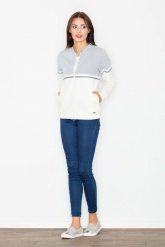 Szara Bluza na Stójce z Kontrastowymi Pasami. Szare bluzki damskie Figl, s, bez wzorów, z bawełny, bez kaptura. Za 219.00 zł.