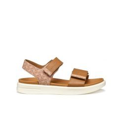 Damskie sandały Geox Xand 2S E. Brązowe sandały damskie Geox, bez wzorów, z gumy, bez obcasa, bez zapięcia. Za 398.99 zł.