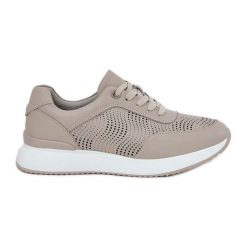 Skórzane Buty Sportowe Sneakersy Damskie S.Barski LR51-551 Beżowe beżowy. Brązowe obuwie sportowe damskie bez wzorów, ze skóry. Za 289.65 zł.