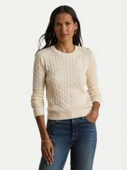 LAUREN RALPH LAUREN Sweter 200P14039003 Kremowy Regular Fit. Białe swetry damskie Lauren Ralph Lauren, m, bez wzorów, z bawełny, bez kołnierzyka, bez ramiączek, bez kaptura. Za 859.99 zł.
