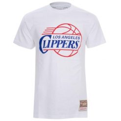 Koszulka Los Angeles Clippers. Białe koszulki sportowe męskie Mitchell & Ness, bez wzorów, bez kołnierzyka, bez ramiączek, do koszykówki. Za 218.50 zł.