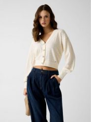 Guess Sweter 183081 Kremowy Classic Fit. Białe swetry damskie Guess, l, z aplikacjami, bez kołnierzyka, bez ramiączek, bez kaptura. Za 434.99 zł.