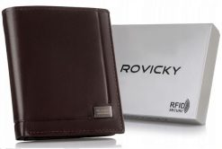Portfel skórzany Rovicky PC-028-BAR brązowy. Brązowe portfele męskie bez wzorów, ze skóry. Za 33.00 zł.