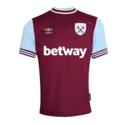 Koszulka domowa West Ham 2024/25. Fioletowe koszulki sportowe męskie Umbro, bez wzorów, bez kołnierzyka, bez ramiączek, do piłki nożnej. Za 504.00 zł.