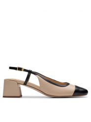 Clarks Czółenka Nyta45 Sling 26181321 Beżowy. Brązowe czółenka damskie Clarks, bez wzorów, ze skóry, bez obcasa, bez zapięcia. Za 409.99 zł.