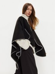 Pieces Ponczo Nadja 17152351 Czarny Relaxed Fit. Czarne płaszcze damskie Pieces, bez wzorów, z syntetyku, bez kaptura. Za 99.99 zł.