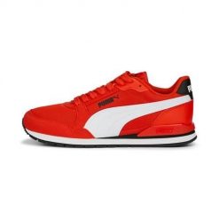 Buty do chodzenia damskie Puma ST Runner V3 Mesh JR. Czerwone obuwie sportowe damskie Puma, bez wzorów, z materiału, trekkingowe. Za 218.00 zł.