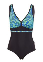 Beco Zebra Vibes kostium kąpielowy | miseczka C | niebiesko-zielony. Niebieskie kostiumy jednoczęściowe damskie Beco, m, bez wzorów, z elastanu, eleganckie, do pływania. Za 328.99 zł.
