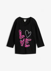 Koszulka oversize z mieszanki bawełny. Czarne t-shirty damskie bonprix, bez wzorów, z bawełny, bez kołnierzyka. Za 84.99 zł.