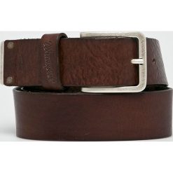 Wrangler - Pasek skórzany. Brązowe paski damskie Wrangler, w paski, z materiału. Za 189.90 zł.