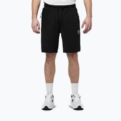 Spodenki męskie Pitbull San Diego. Czarne krótkie spodenki sportowe męskie PITBULL, m, bez wzorów, z elastanu, do biegania. Za 189.99 zł.