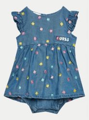 Guess Sukienka codzienna S4GG17 WFBS0 Granatowy Regular Fit. Niebieskie sukienki dla dziewczynek Guess, z aplikacjami, z lyocellu, bez ramiączek. Za 129.99 zł.