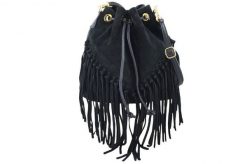 Torebka skórzana boho style - Czarna. Czarne torebki shopper damskie Barberinis, bez wzorów, ze skóry, boho, małe, zamszowe, bez dodatków. Za 276.99 zł.