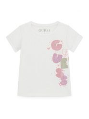 Guess T-Shirt K6GI05 K6YW4 Biały Regular Fit. Białe t-shirty i topy dla dziewczynek Guess, z aplikacjami, z bawełny, bez ramiączek. Za 74.99 zł.