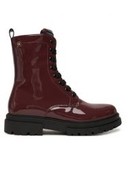 Tommy Hilfiger Trapery Lace-Up Bootie T4A5-34025-0775 D Bordowy. Czerwone śniegowce i trapery damskie Tommy Hilfiger, ze skóry. Za 419.99 zł.