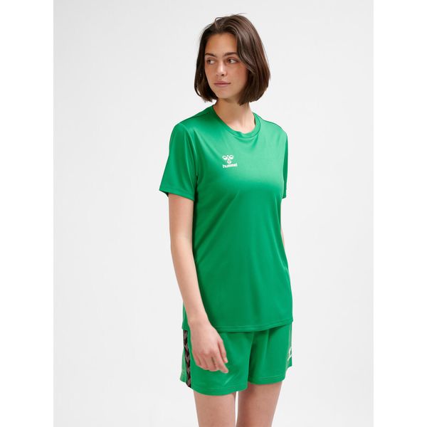 Damski jersey Hummel Essential. Zielone koszulki sportowe damskie Hummel, bez wzorów, z jersey, bez kołnierzyka, bez ramiączek, na fitness i siłownię. Za 119.50 zł.