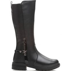 Czarne Kozaki Niveous. Czarne buty zimowe dziewczęce Born2be, z materiału. Za 99.99 zł.