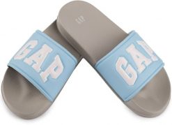 Damskie klapki sportowe miejskie na basen plażę GAP MURPHY. Niebieskie klapki damskie GAP, bez wzorów, z materiału, eleganckie, bez obcasa. Za 79.00 zł.