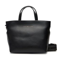 Torebka Tommy Hilfiger. Czarne torebki do ręki damskie Tommy Hilfiger, bez wzorów, klasyczne, bez dodatków. Za 459.99 zł.