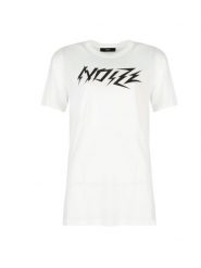 Diesel T-shirt "T-Overy-A" | 00SI59-0CZAJ | T-Over-A Maglietta | Kobieta | Biały. Białe t-shirty damskie Diesel, xs, z aplikacjami, z bawełny, z asymetrycznym kołnierzem. W wyprzedaży za 109.00 zł.