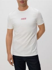T-shirt slim z napisem Coca-Cola - złamana biel. T-shirty męskie Reserved, l, bez wzorów, z bawełny, bez kołnierzyka. Za 79.99 zł.