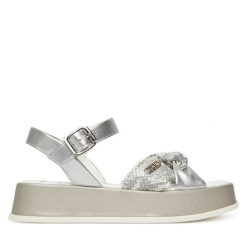 Sandały Liu Jo. Szare sandały damskie Liu Jo, bez wzorów, bez obcasa, na płaskiej podeszwie, bez zapięcia. Za 399.99 zł.