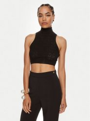 Elisabetta Franchi Golf TK-28B-46E2 Czarny Slim Fit. Czarne swetry damskie Elisabetta Franchi, bez wzorów, z wiskozy, bez kołnierzyka, bez ramiączek, bez kaptura. Za 519.99 zł.