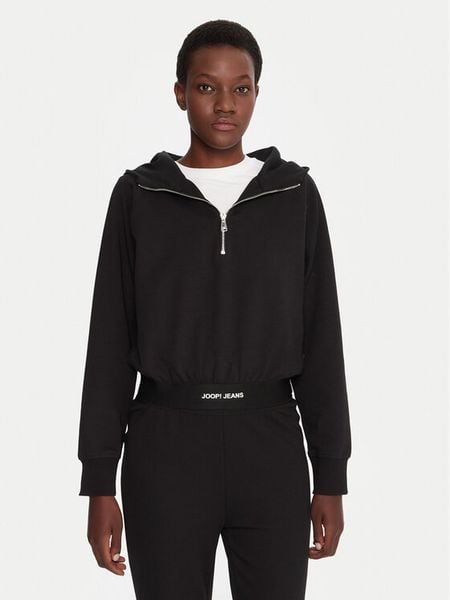 JOOP! Jeans Bluza Tulsi 30048512 Czarny Regular Fit. Czarne bluzy damskie JOOP! Jeans, l, bez wzorów, z bawełny, bez kaptura. Za 559.99 zł.