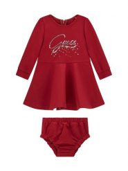 Guess Sukienka codzienna A6BK03 K5957 Czerwony ciemny Regular Fit. Czerwone sukienki dla dziewczynek Guess, z aplikacjami, z syntetyku, bez ramiączek. Za 264.99 zł.