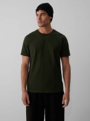 4F T-shirt regular z nadrukiem męski - zielony XL. Zielone t-shirty męskie 4f, m, bez wzorów, z bawełny, klasyczne, bez kołnierzyka. Za 69.99 zł.