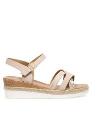 Clara Barson Espadryle WYL0510-04 Beżowy. Brązowe sandały damskie Clara Barson, bez wzorów, z syntetyku, bez obcasa, bez zapięcia. Za 99.99 zł.
