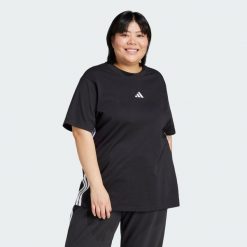 Koszulka Essentials 3-Stripes Cotton (Plus Size). Białe obuwie sportowe damskie Adidas, bez wzorów, z bawełny, na fitness i siłownię. W wyprzedaży za 77.35 zł.