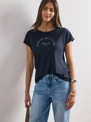 Street One Koszulka Kobiety Bawełna niebieski, 42. Niebieskie t-shirty damskie Street One, bez wzorów, z bawełny, eleganckie, bez kołnierzyka. Za 69.95 zł.