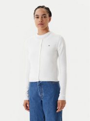 Tommy Jeans Kardigan Essential DW0DW20976 Écru Regular Fit. Kardigany damskie Tommy Jeans, s, bez wzorów, z bawełny, bez kołnierzyka, bez ramiączek, bez kaptura. Za 279.99 zł.