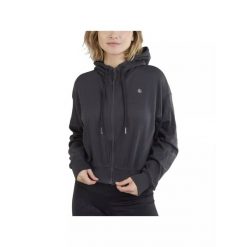 Damska bluza z kapturem Fundango Draug Crop. Szare bluzy sportowe damskie Fundango, xl, bez wzorów, z bawełny, z kapturem, trekkingowe. Za 299.00 zł.