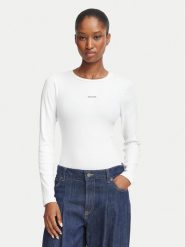 Guess Jeans Bluzka W6BP05 K5470 Biały Slim Fit. Białe bluzki damskie Guess Jeans, m, z aplikacjami, z bawełny, bez kołnierzyka, bez ramiączek. Za 169.99 zł.
