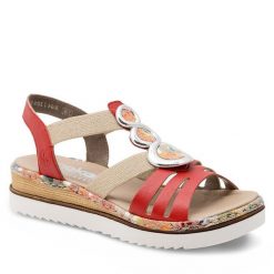 Sandały Rieker. Klapki damskie Rieker, bez wzorów, bez obcasa, na płaskiej podeszwie, bez zapięcia. Za 309.99 zł.